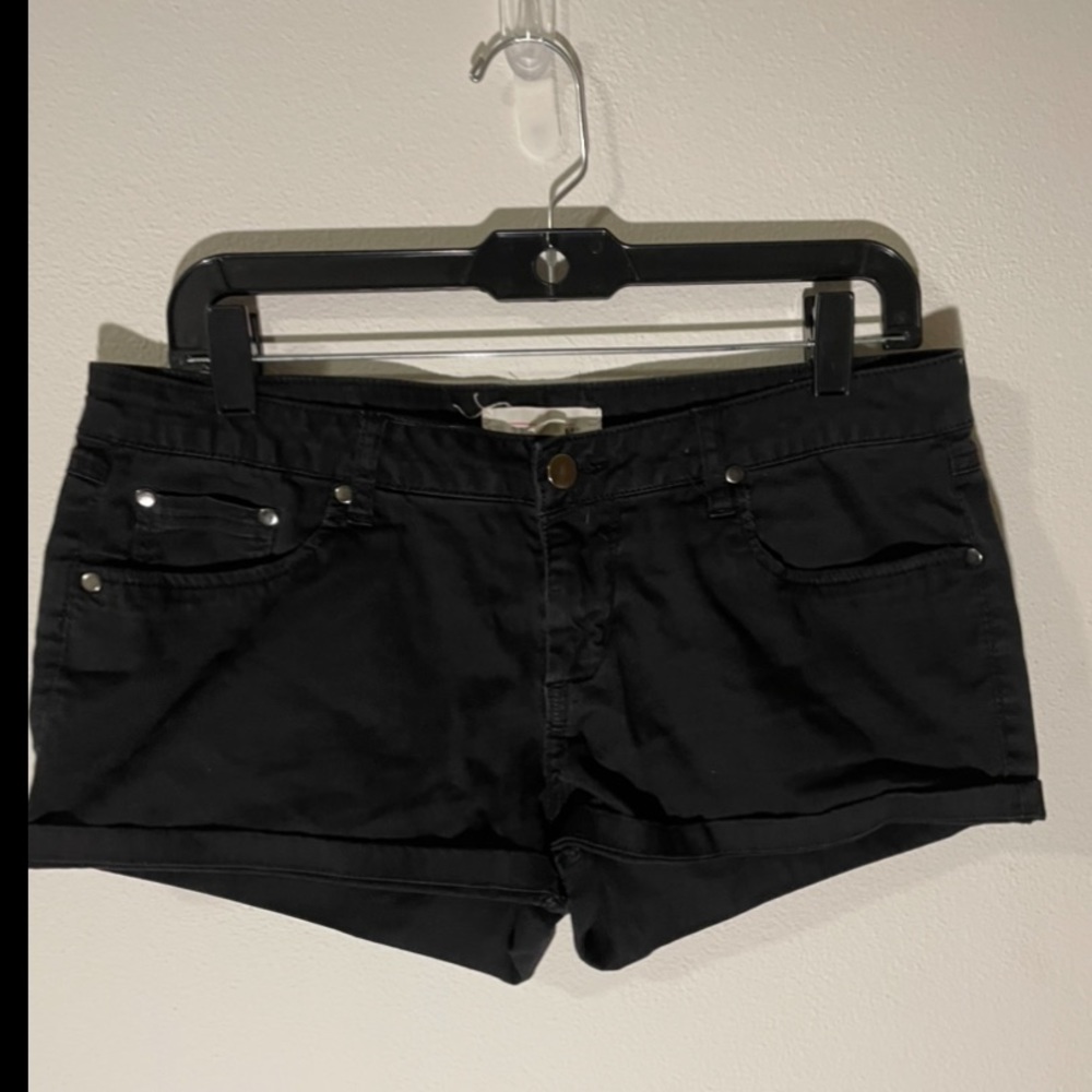 Black short shorts; size 28